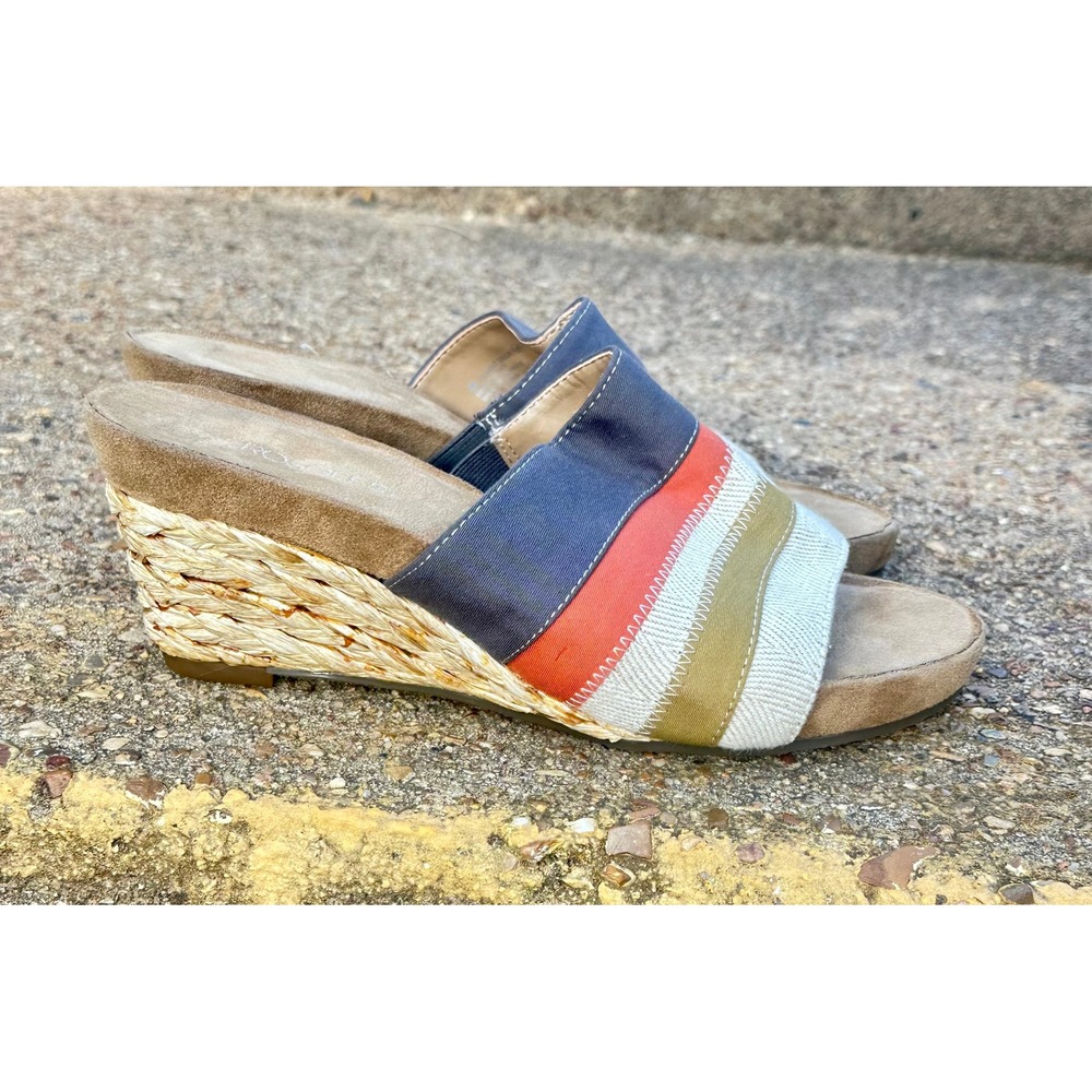 Aerosoles Flight Deck Wedge Sandals‎ Fabric Upper Size 8M Colorful
